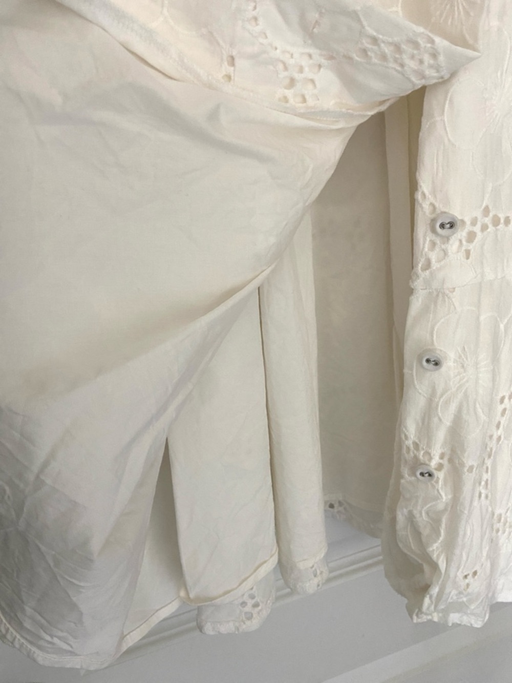 Rachel Parcell White Floral Eyelet Puff Sleeve Midi Dress - Size S - Picture 6 of 14